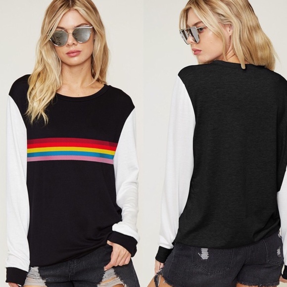 🌈 RAINBOW LOVERS Black/White/Rainbow Sweatshirt - Picture 2 of 3